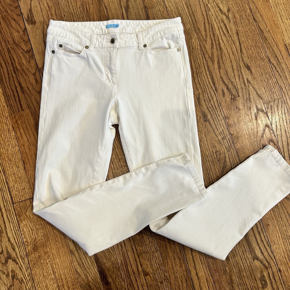 J. McLaughlin womens 6 Egret White Lexi Or Emmie Ankle Stretch Denim‎ Jeans